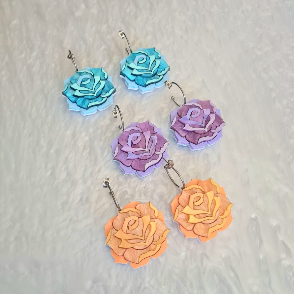 Pastel Rose Earrings by Cherryloco Jewellery 1
