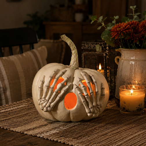 Peek-a-Boo Pumpkin White | Halloween Decor | Bethany Lowe Designs