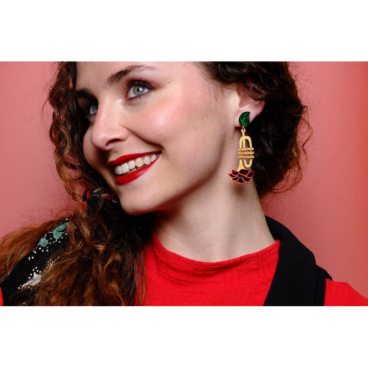Trumpet with flower earrings by Laliblue 10