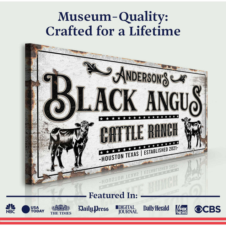 Personalized Black Angus Cattle Sign