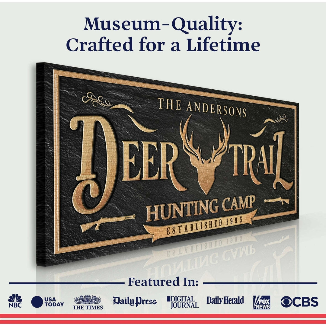 Personalized Deer Trail Hunting Camp Sign
