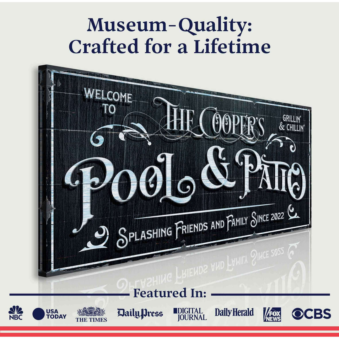Personalized Pool Sign Black and White
