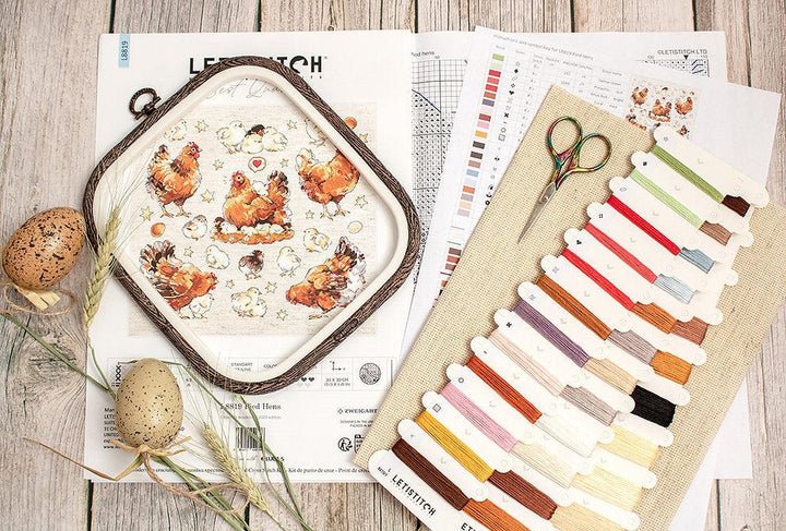 Pied Hens L8819 Counted Cross Stitch Kit
