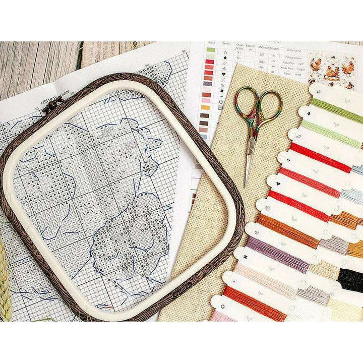 Pied Hens L8819 Counted Cross Stitch Kit