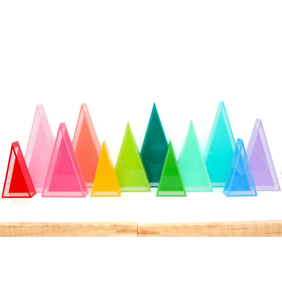 Pink and Red Set Acrylic Triangle Christmas Tree Decorations