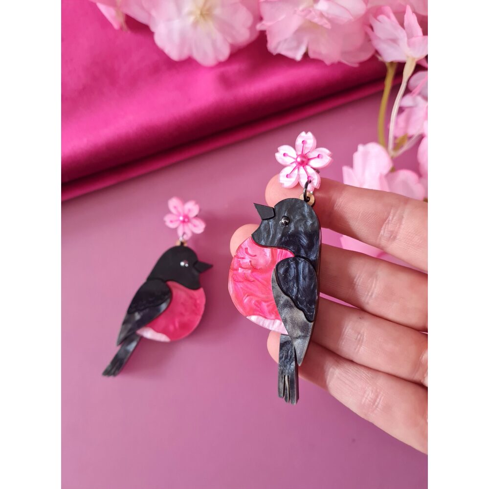 Pink Robin Dangle Earrings by Cherryloco Jewellery 1