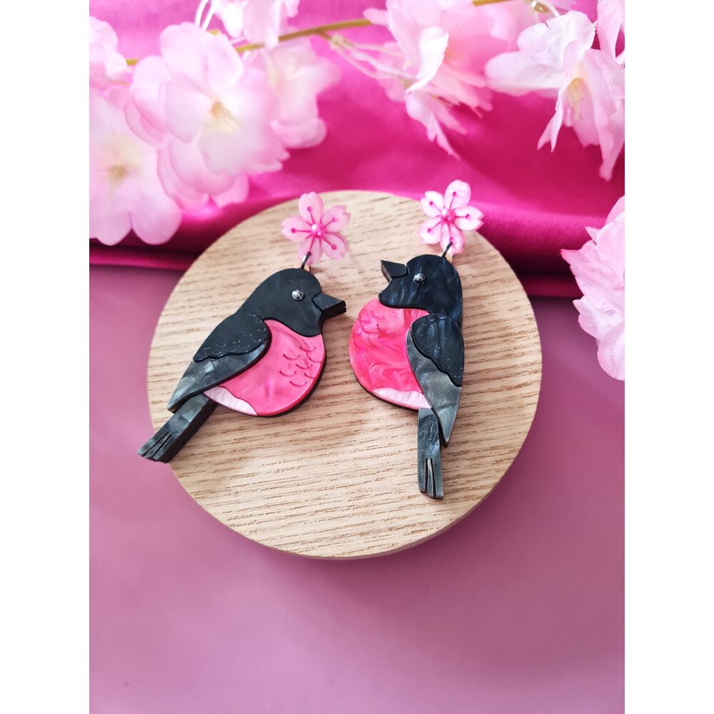 Pink Robin Dangle Earrings by Cherryloco Jewellery 2
