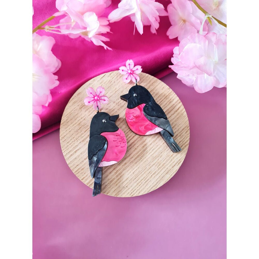 Pink Robin Dangle Earrings by Cherryloco Jewellery
