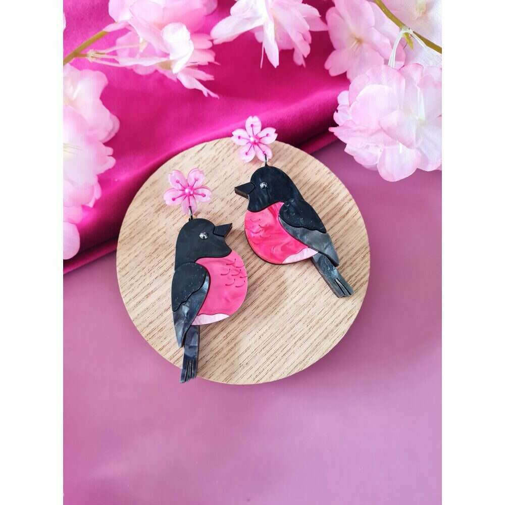 Pink Robin Dangle Earrings by Cherryloco Jewellery