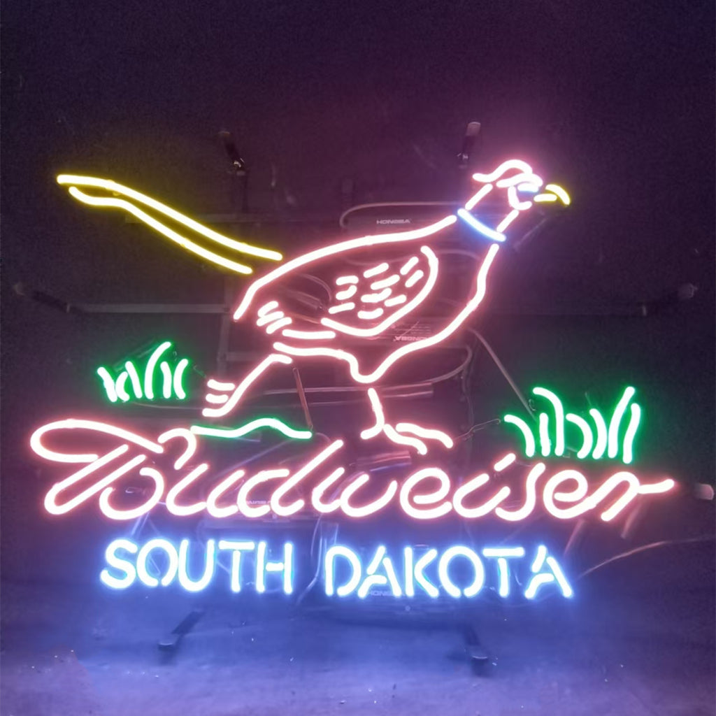 Pink Pheasant Hunter with Budweiser South Dakota Neon Signs Light