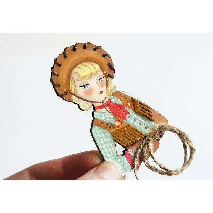 Pinup Cowgirl Western Brooch by Laliblue - Quirks!