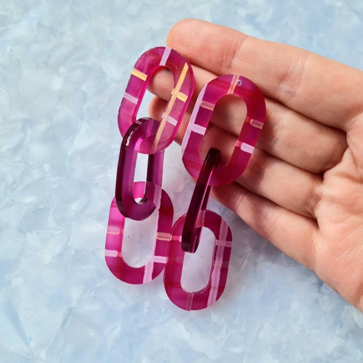 Plaid Chunky Link Earrings by Cherryloco Jewellery 1