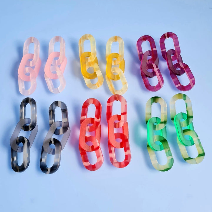 Plaid Chunky Link Earrings by Cherryloco Jewellery