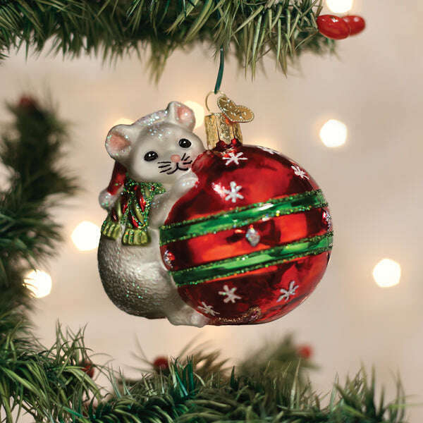 Playful Christmas Mouse Ornament