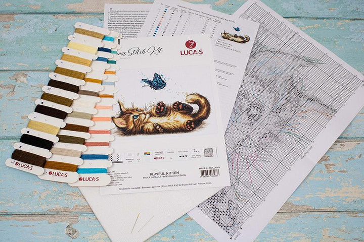 Playful Kitten B7013L Counted Cross-Stitch Kit