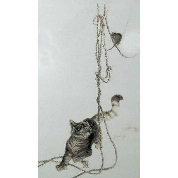 Playing with the mouse Counted cross stitch kit 1033A