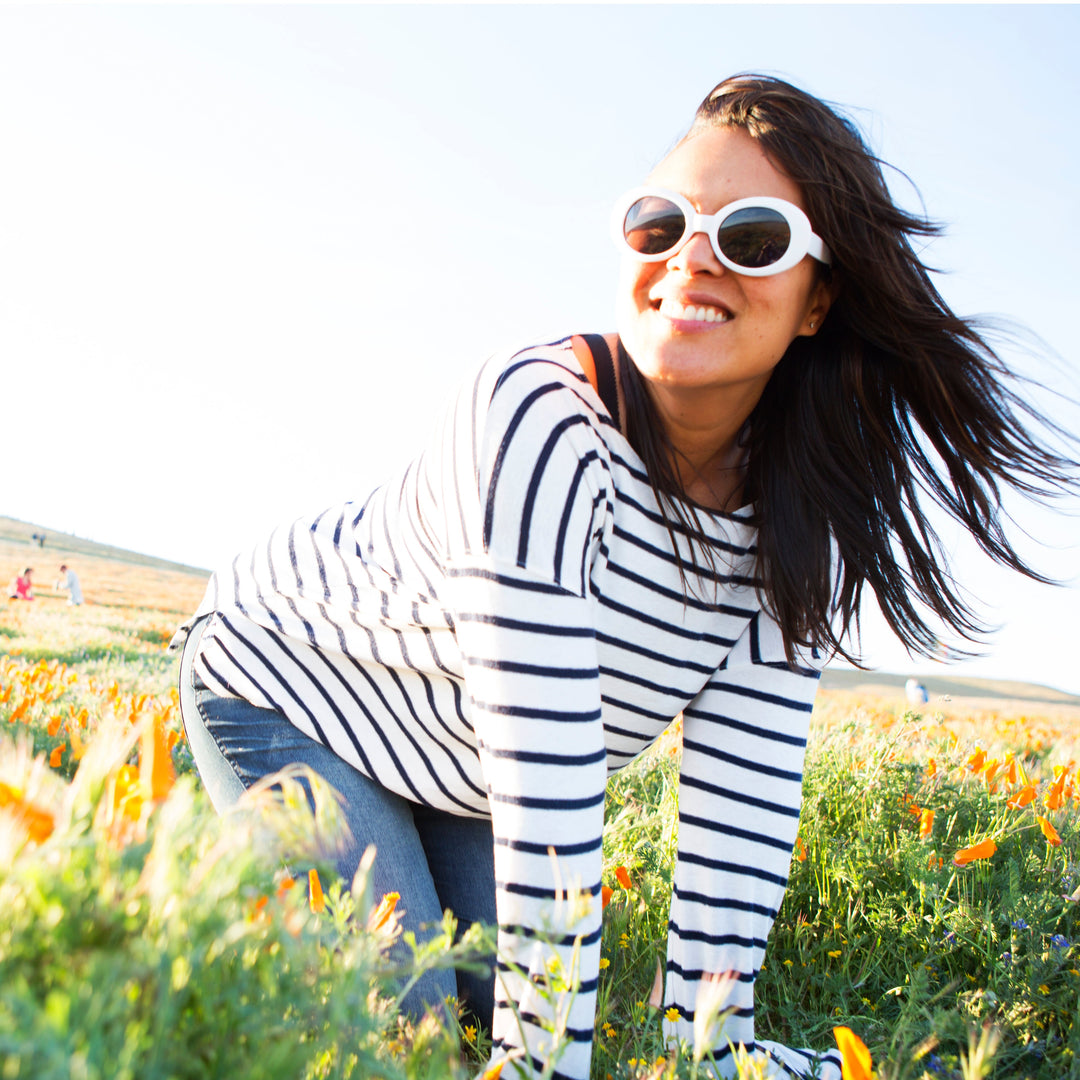 White Cat Eye Oval Clout Sunglass - Kurtis