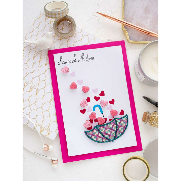 Postcard cross-stitch kit - Love rain AOO-006
