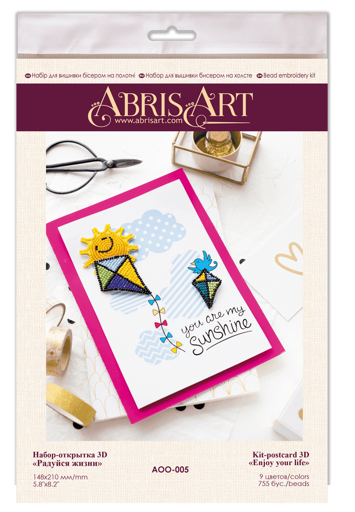 Postcard cross-stitch kit - Be pleased of your life! AOO-005