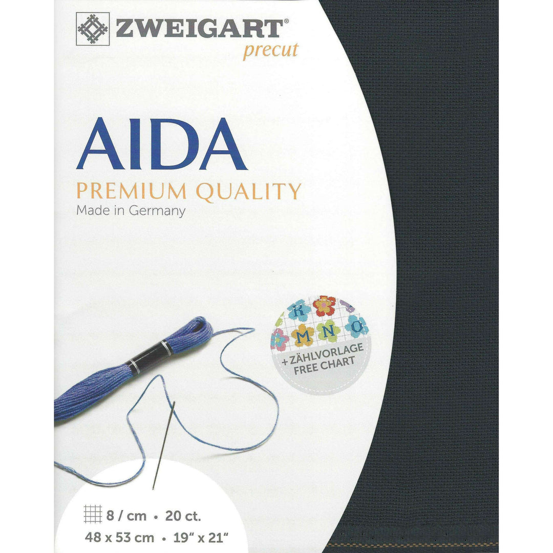 Precut  Zweigart Aida extra fine 20 count Charcoal Grey 3326/7026
