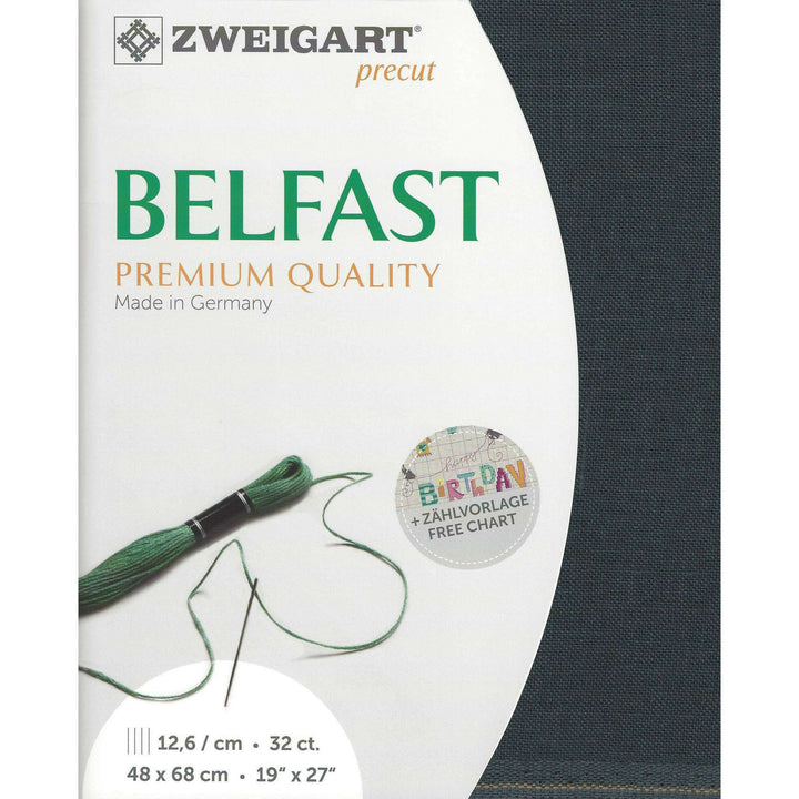 Precut  Zweigart Belfast 32 count Charcoal Gray 3609/7026
