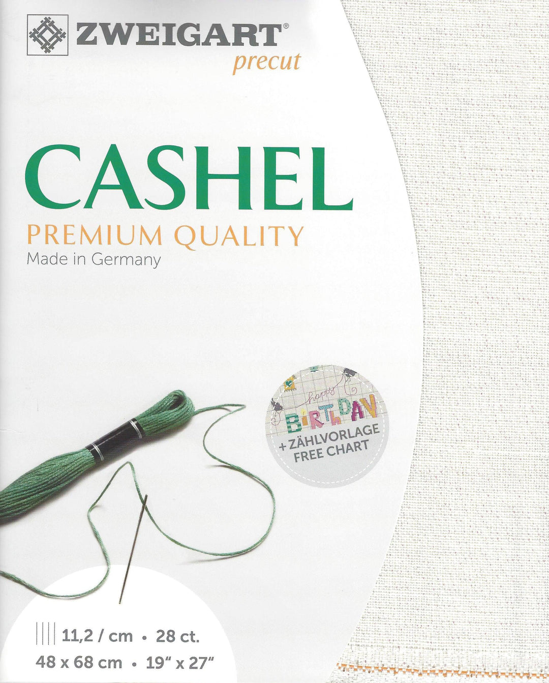 Precut Zweigart Cashel 28 count Opalescent White 3281/1111