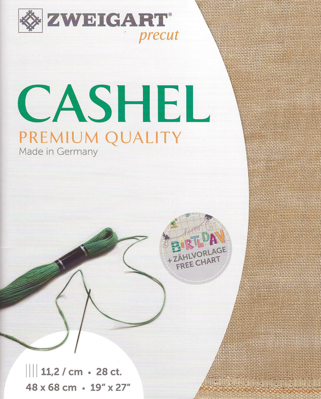 Precut Zweigart Cashel Vintage 28 count Vintage Country Mocha 3281/3009
