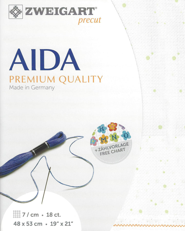 Precut  Zweigart Fein-Aida Splash 18 count Light Green Splash 3793/1359