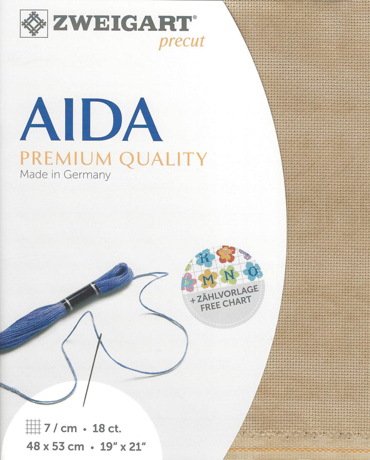 Precut  Zweigart Fein-Aida Vintage 18 count Vintage Country Mocha 3793/3009