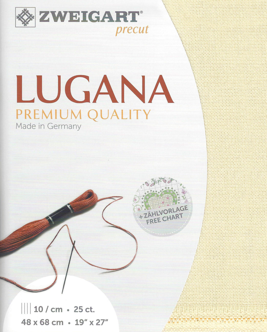 Precut  Zweigart Lugana 25 count Cream 3835/252