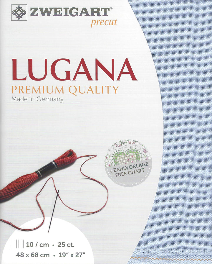 Precut Zweigart Lugana 25 count Light Blue 3835/501