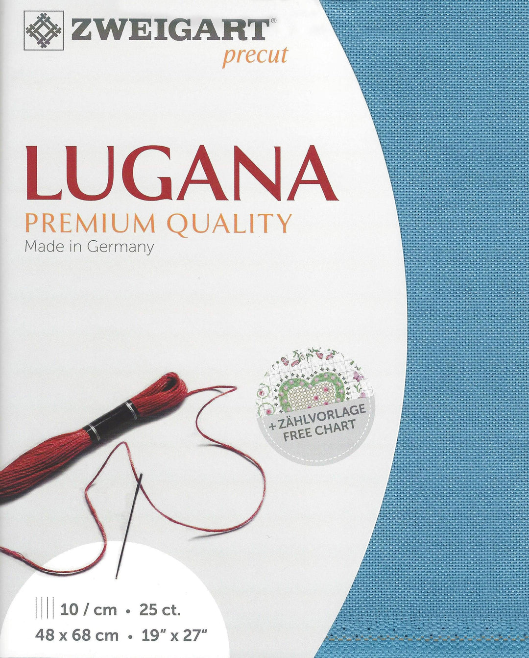 Precut  Zweigart Lugana 25 count Steel Blue 3835/5116