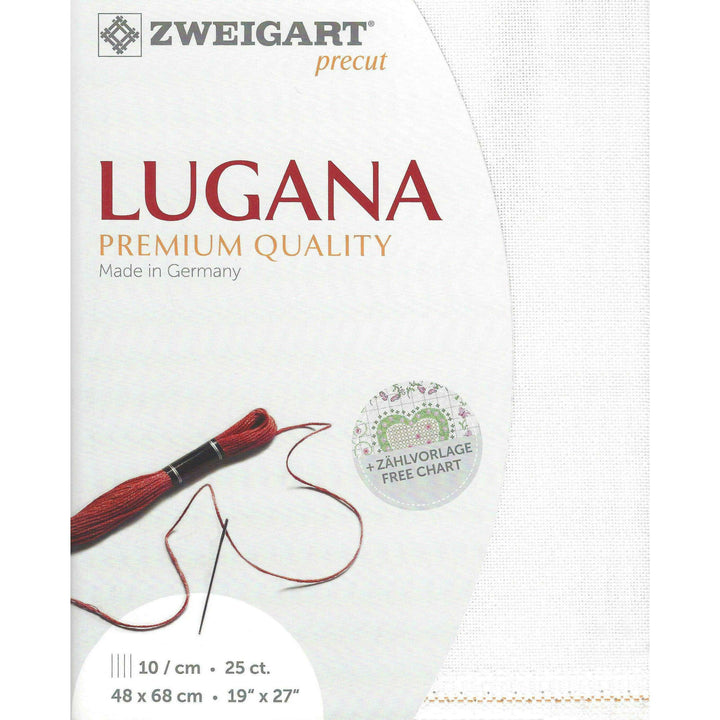 Precut  Zweigart Lugana 25 count White 3835/100
