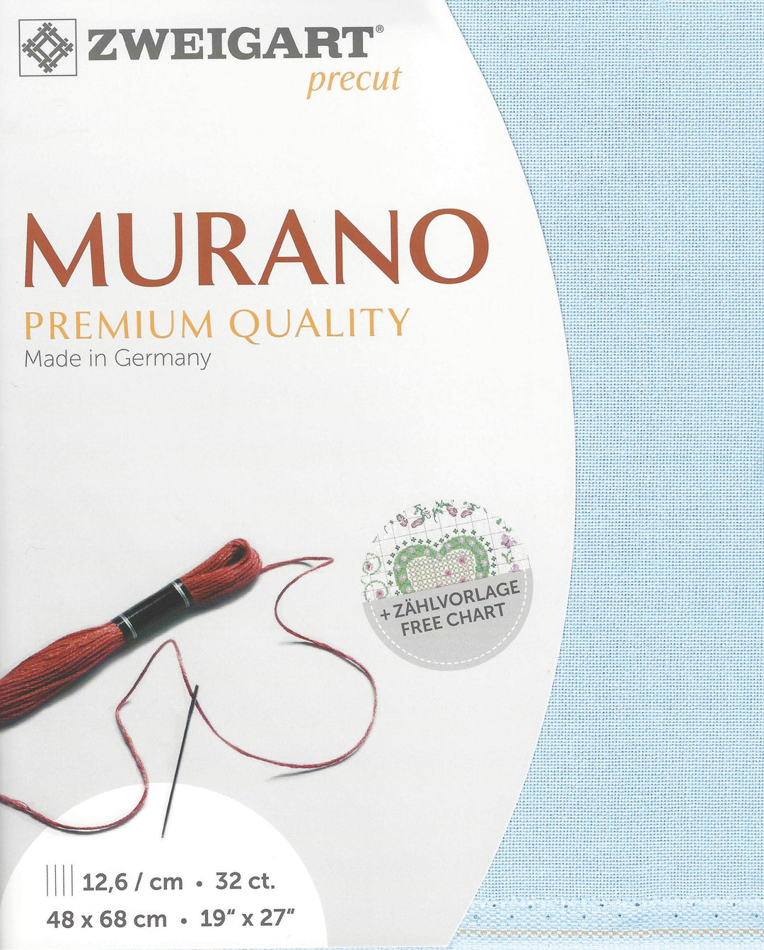 Precut Zweigart Murano 32 count Light Blue 3984/503