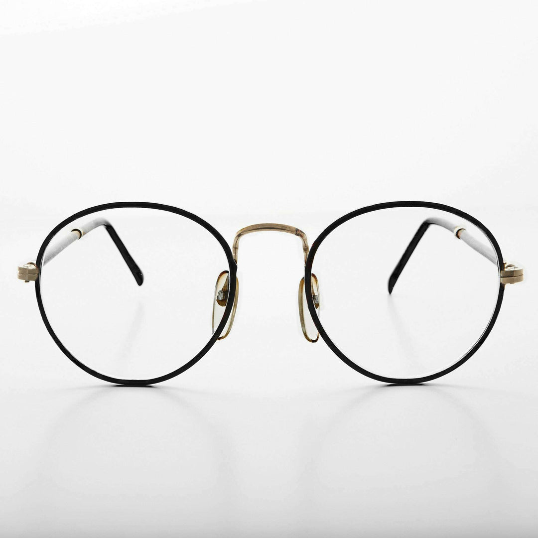 Preppy Round Clear Glass Lens Vintage Glasses - Alex