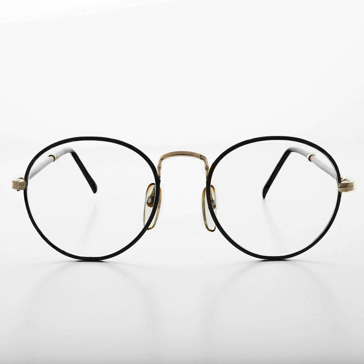 Preppy Round Clear Glass Lens Vintage Glasses - Alex