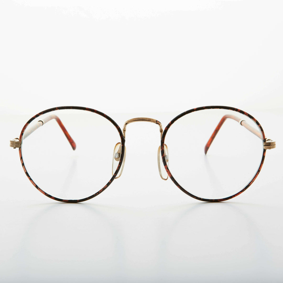 Preppy Round Clear Glass Lens Vintage Glasses - Alex