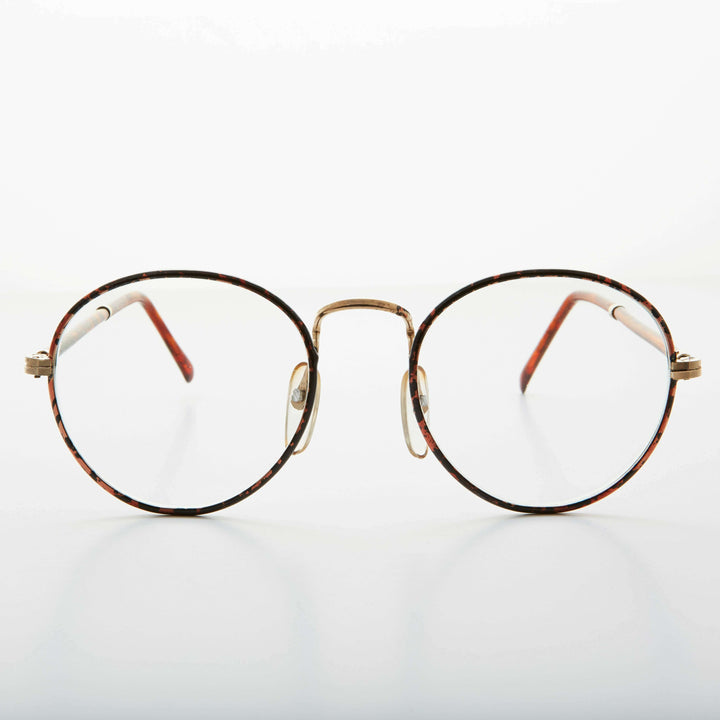 Preppy Round Clear Glass Lens Vintage Glasses - Alex