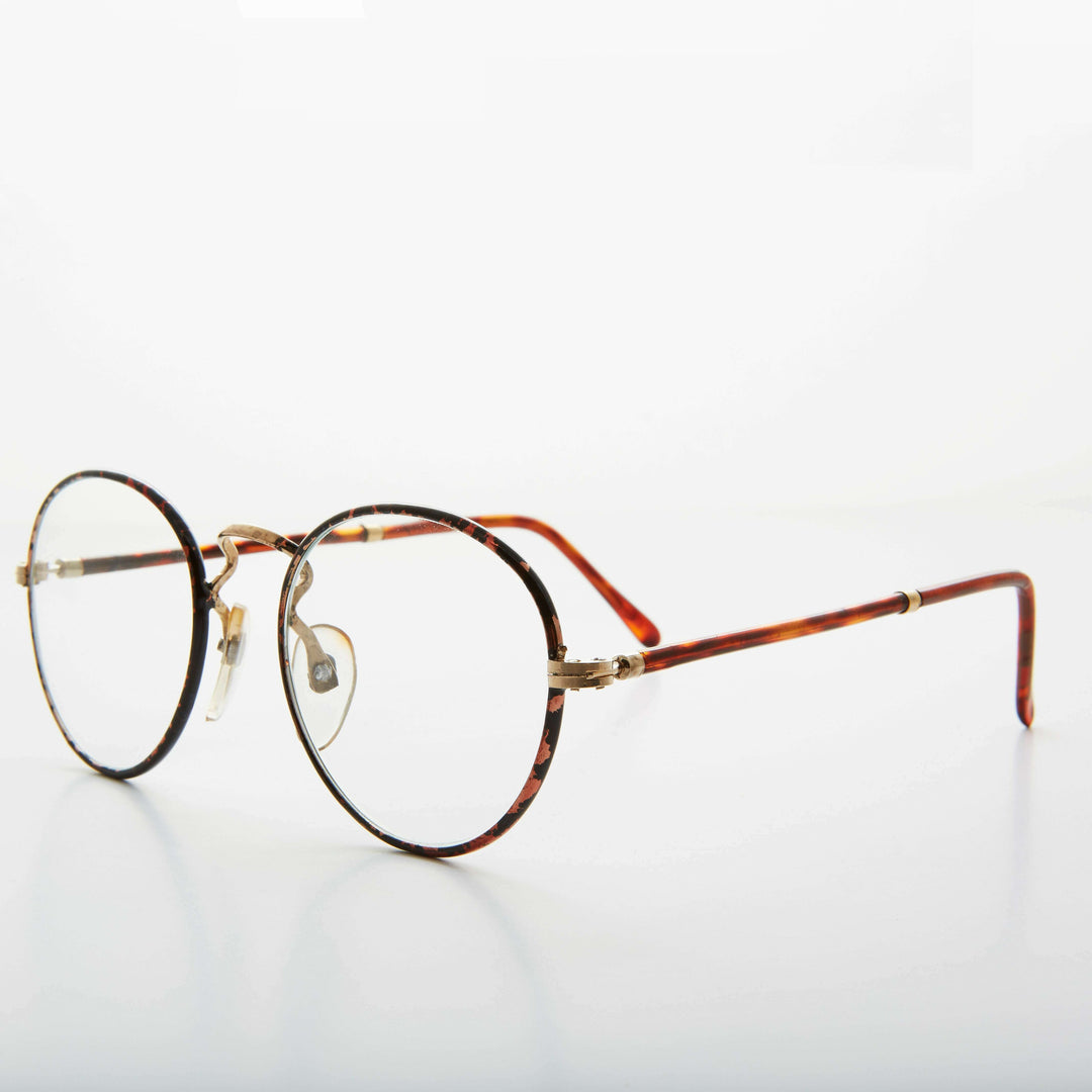 Preppy Round Clear Glass Lens Vintage Glasses - Alex