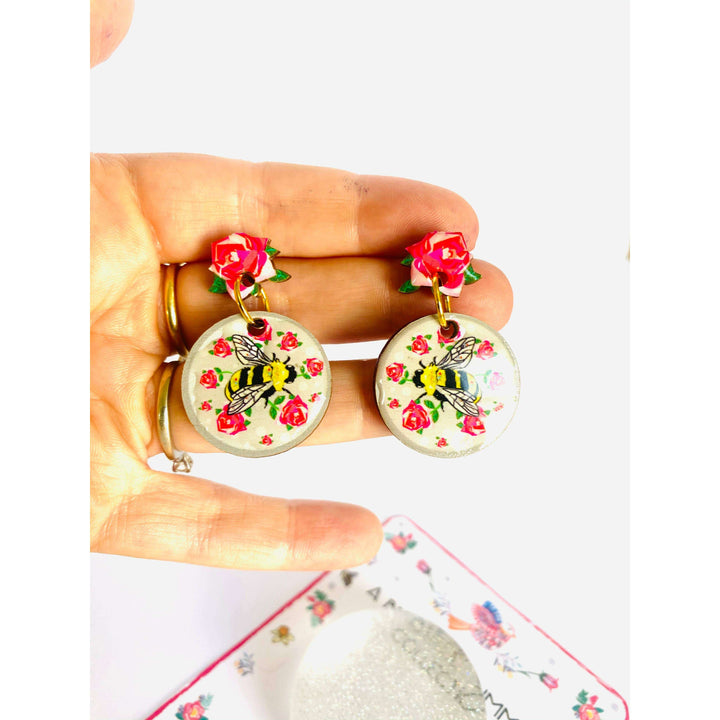 Pretty Bee & Roses Earrings by Rose Rose Parker