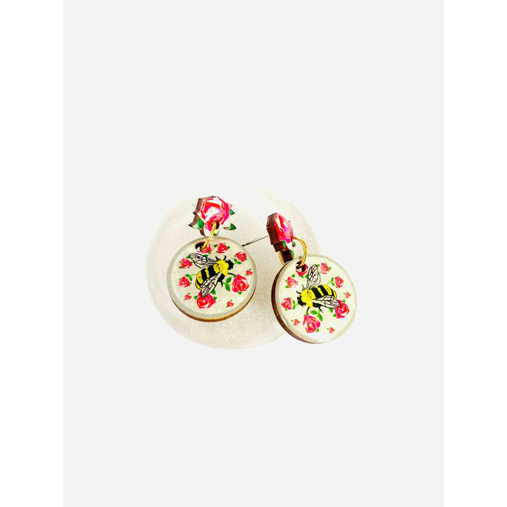 Pretty Bee & Roses Earrings by Rose Rose Parker