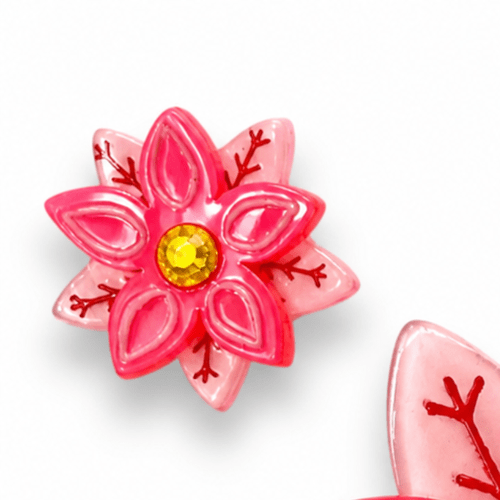 Pretty Poinsettia Brooch & Earring Set by Lipstick & Chrome – view 3