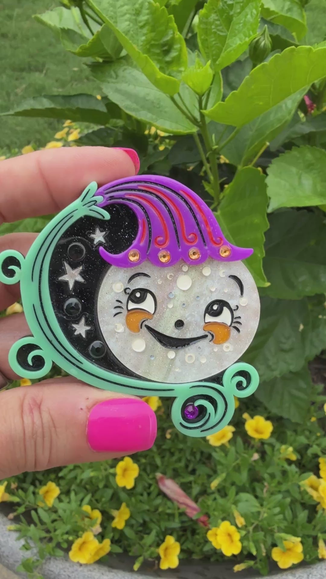 Peeking Petalluna Brooch by Johanna Parker x Lipstick & Chrome -TWILIGHT