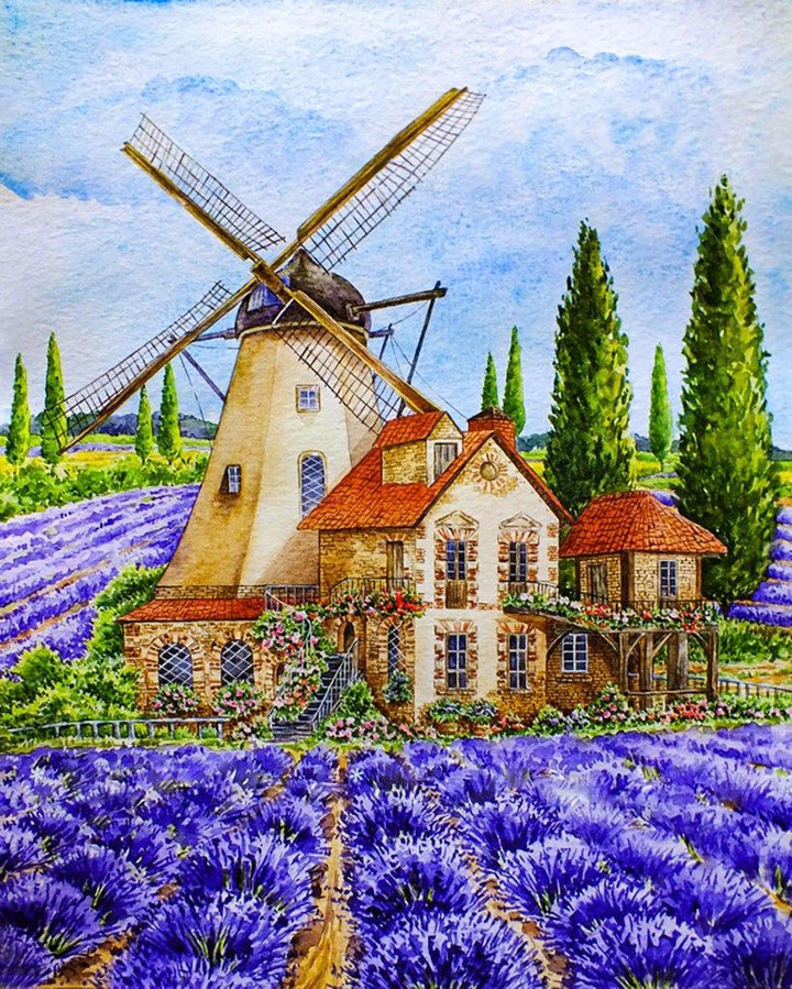Provence Windmill CS2579 15.8 x 19.7 inches Crafting Spark Diamond Painting Kit