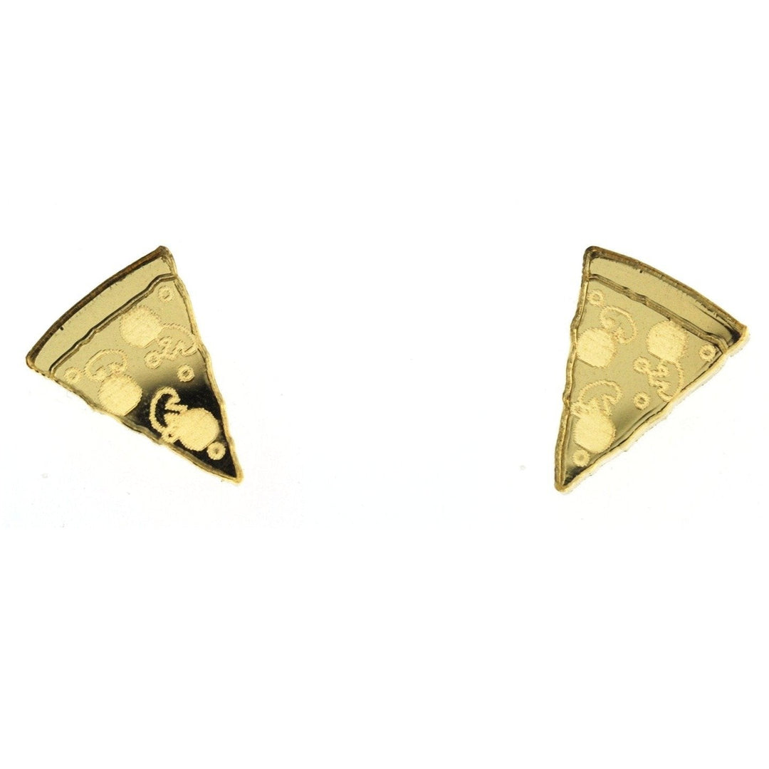 Last Chance! Pizza Earrings in Mirror Gold