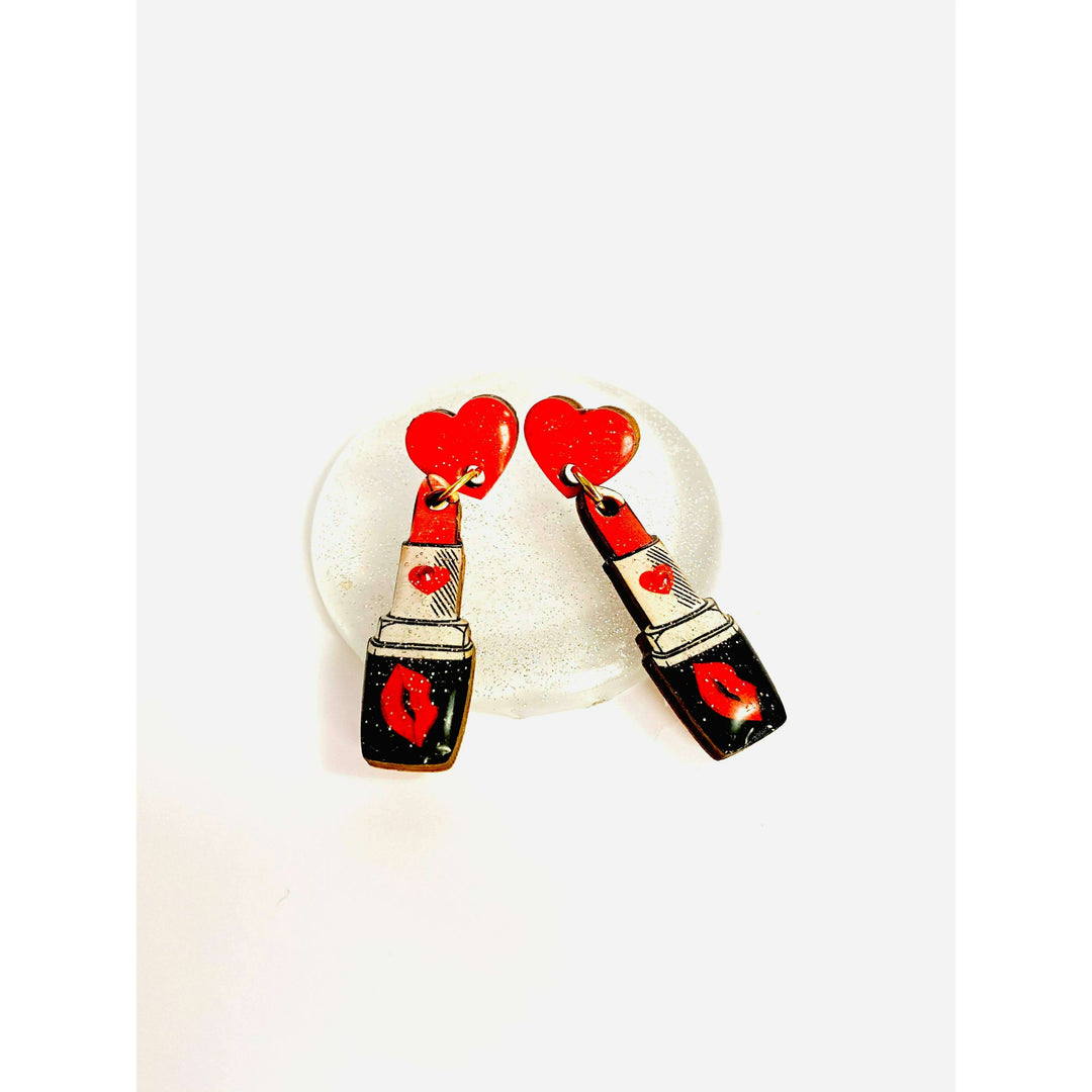 Pucker Up Lipstick Earrings by Rosie Rose Parker