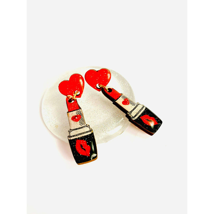 Pucker Up Lipstick Earrings by Rosie Rose Parker