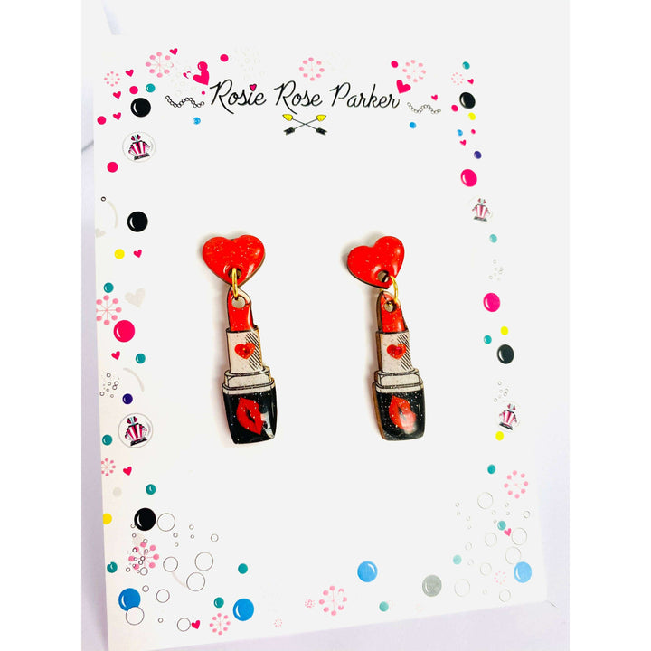 Pucker Up Lipstick Earrings by Rosie Rose Parker