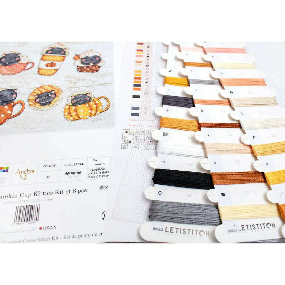 Pumpkin Cup Kitties Kit L8092 Counted Cross Stitch Kit