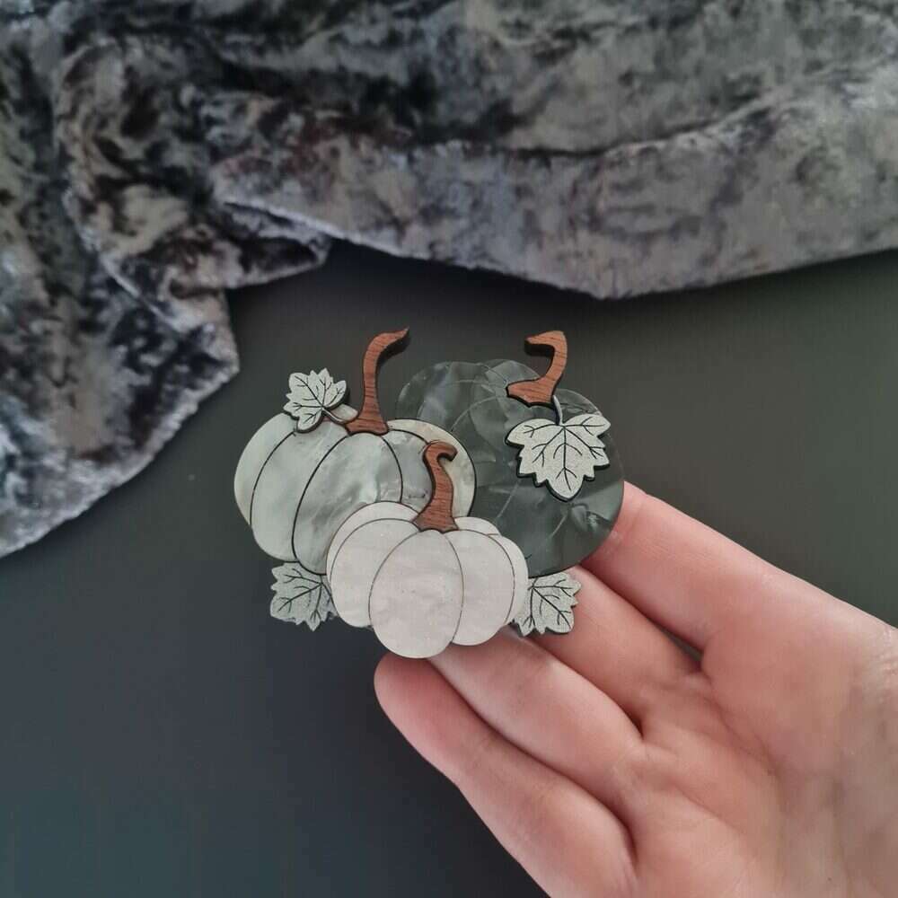 Pumpkin Patch Trio Brooch or Necklace - Three Colours by Cherryloco Jewellery 1